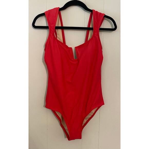 Kona Sol Dark Pink Wide Strap Notch Front One Piece Modest Size Med Barbiecore - Picture 1 of 5